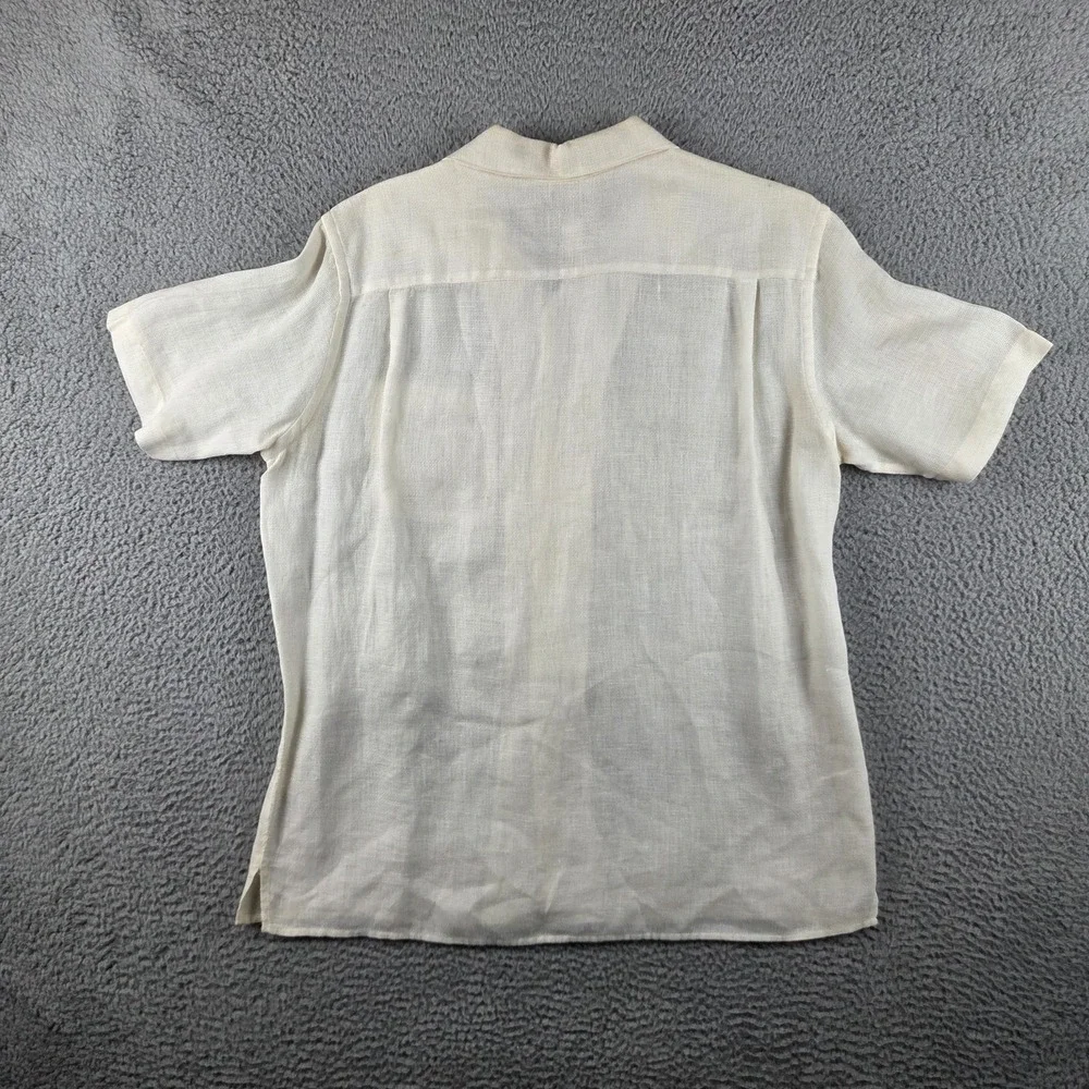 Banana Republic Mens Small Irish Linen Short Sleeve Button Up Shirt Cream